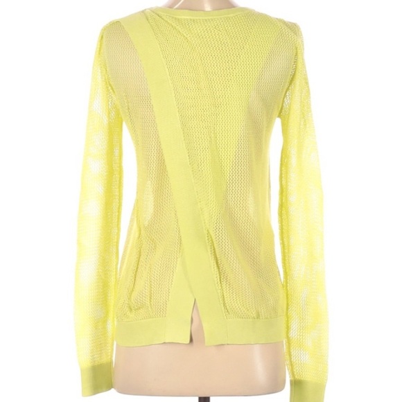 CAbi #199 Neon Yellow Split Back Pullover‎ Size XS 100% Acrylic - Picture 3 of 7
